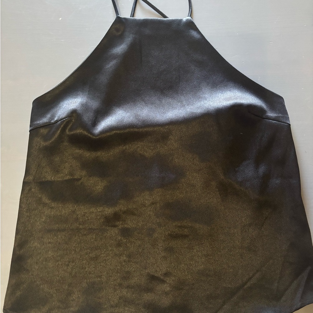 Urban Outfitters Shiny Black Satin Shirt